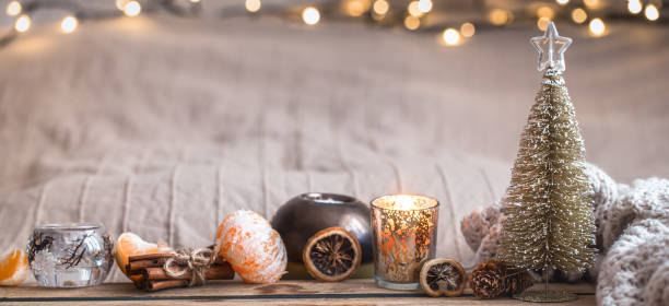 istock Festive Christmas cozy atmosphere with home decor 1066328548