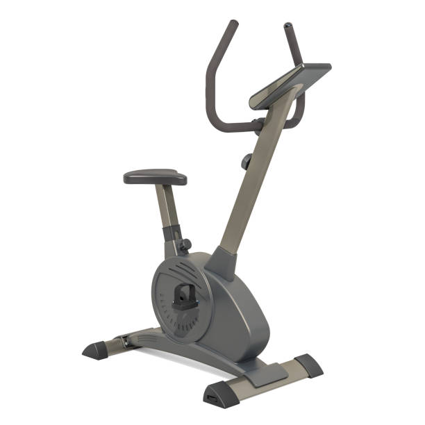 istock Stationary exercise bike, 3D rendering isolated on white background 1066343252