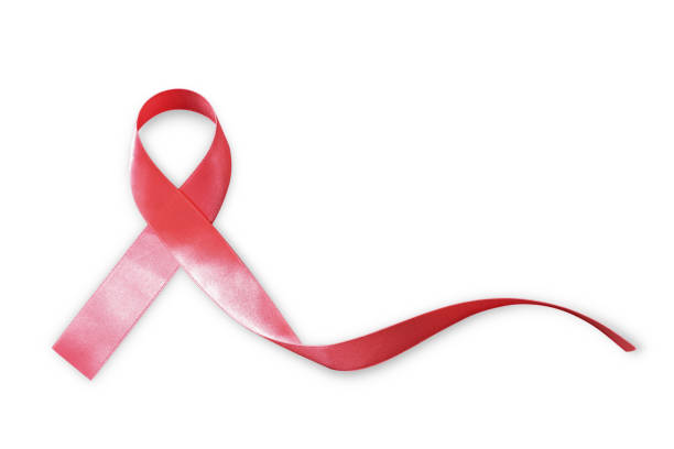 istock Red ribbon awareness isolated on white background (clipping path) for World aids day concept 1066357930