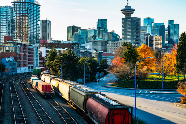 istock Freight lines with Vancouver city skyline 1066358820
