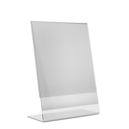 Acrylic holder stand. 3d illustration isolated on white background