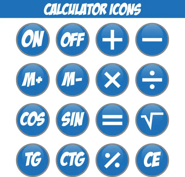 Vector illustration of calculator and computer icons vector set.