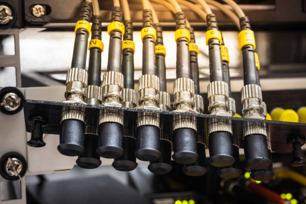 istock Fiber optical connectors are pluged or jack for communication connect in single-mode or multi-mode system. Select focus 1066363096