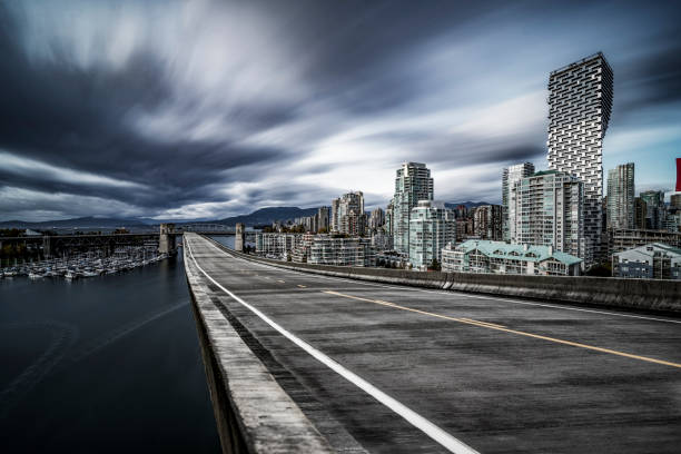 Vancouver harbor road with many yachts moored on,Vancouver,British Columbia, Canada.