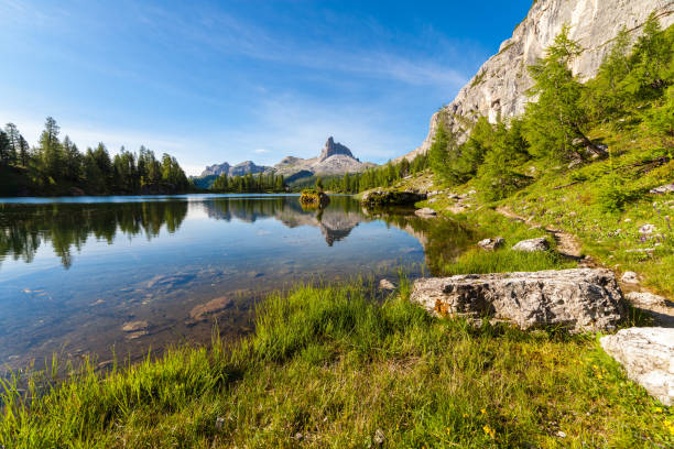 istock Alpine mountain summer lake at sunny day 1066365322
