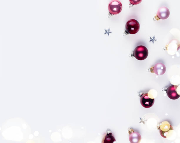 istock Christmas flat lay scene with glass balls 1066376226