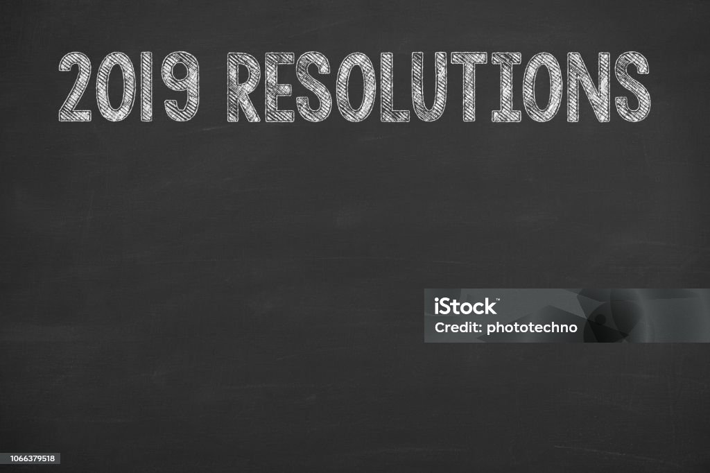 Goals 2019 on Chalkboard New Year Resolution Stock Photo