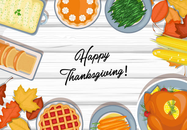Thanksgiving dinner table Vector illustration of Thanksgiving dinner table cranberry sauce stock illustrations