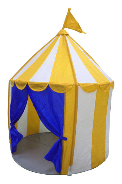 istock Open children circus tent with flag on top 1066398142