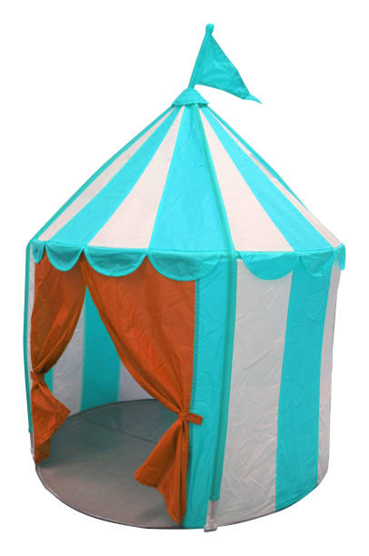 istock Open children circus tent with flag on top 1066398190