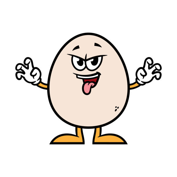 Cartoon Scaring Egg Character Cartoon Scaring Egg Character scared chicken cartoon stock illustrations
