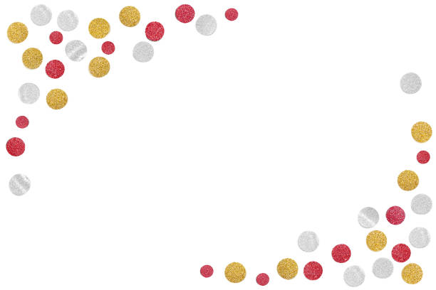istock Red gold and silver glitter confetti paper cut on white background 1066404118