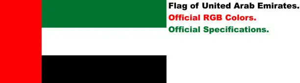 Vector illustration of United Arab Emirates Flag in Official RGB Colors and Official Specifications