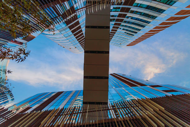 istock Low angle high rise corporate buildings. 1066412858