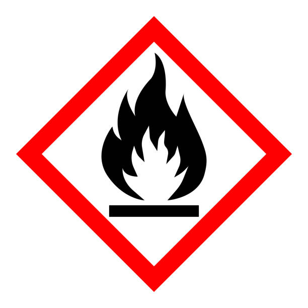 ilustrații de stoc cu pictogam standard de simbol inflamabil, semn de avertizare al sistemului armonizat global (ghs) - flammable