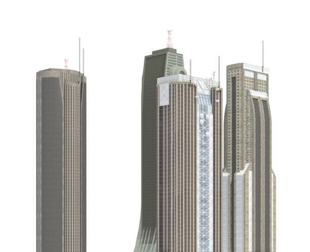 istock Modern buildings isolated on white background 3d illustration 1066419674