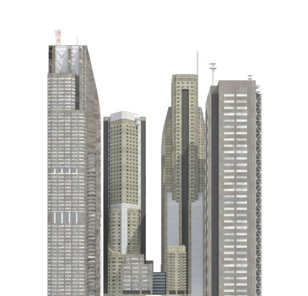 istock Modern buildings isolated on white background 3d illustration 1066419704