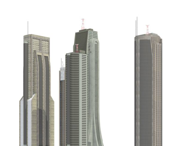 istock Modern buildings isolated on white background 3d illustration 1066419708