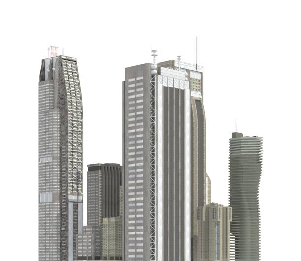 istock Modern buildings isolated on white background 3d illustration 1066419738