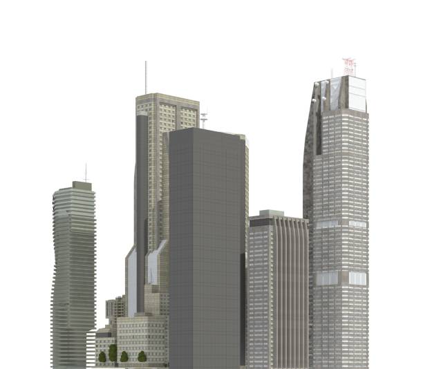 istock Modern buildings isolated on white background 3d illustration 1066419740