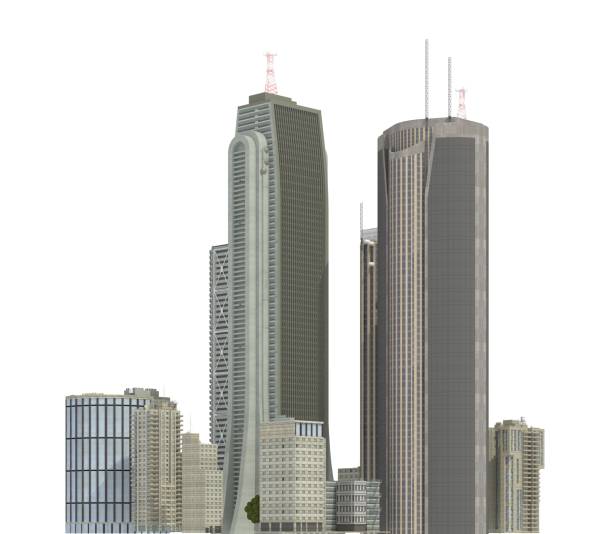 istock Modern buildings isolated on white background 3d illustration 1066419766