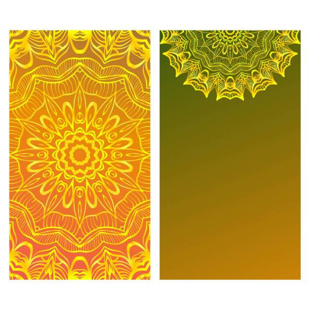 istock Invitation or Card template with floral mandala pattern. For Wedding, greeting cards, Birthday Invitation. The front and rear side. Vector illustration 1066425020