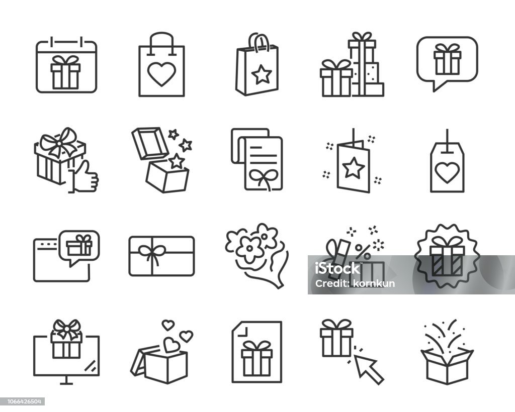 christmas and happy new year gift icons Icon Symbol stock vector