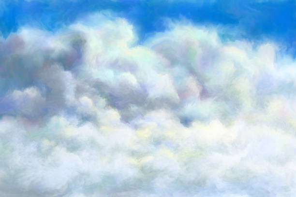 夏の曇り空、油絵 - dramatic sky backgrounds beauty in nature blue点のイラスト素材／クリップアート素材／マンガ素材／アイコン素材