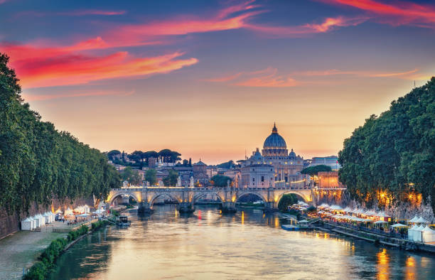 istock Scenic view on the Vatican in Rome, Italy, at sunset 1066446018
