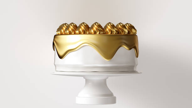 istock Big White and Gold Luxury Cake 1066451374