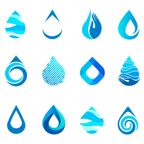 illustrazioni stock, clip art, cartoni animati e icone di tendenza di raccolta di elementi vettoriali per l'acqua. icona goccia d'acqua. - blue sign interface icons icon set