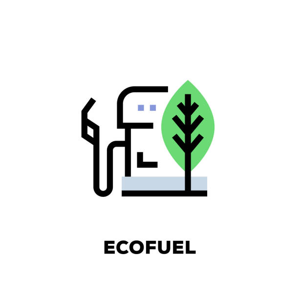 ilustrações de stock, clip art, desenhos animados e ícones de ecofuel line icon - gasoline electricity biofuel car