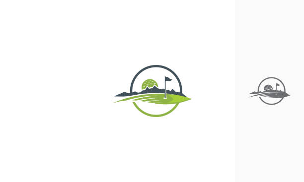 ゴルフコースのロゴのアイコン ベクトル - ゴルフの旗点のイラスト素材／クリップアート素材／マンガ素材／アイコン素材