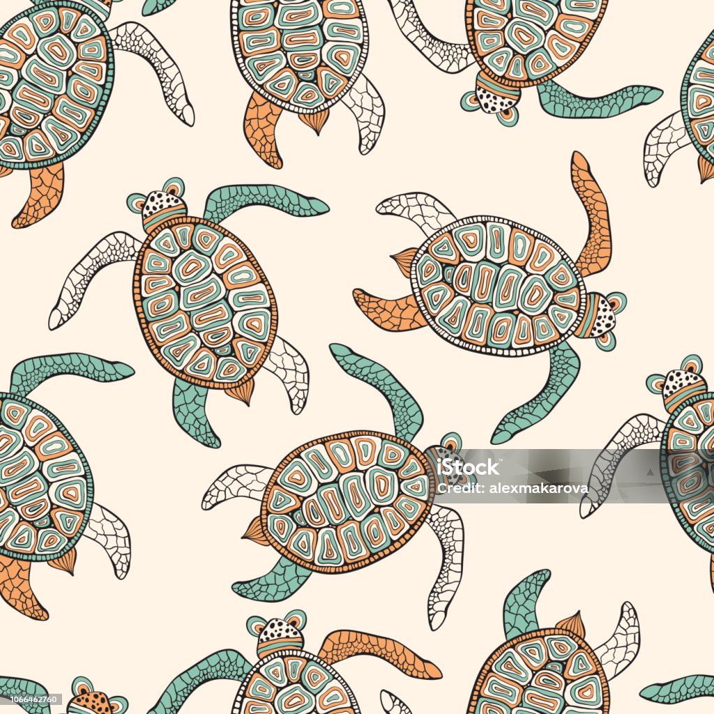 Native Pattern Turtle Vector Seamless Ethnic Pattern With Turtles Stock Illustration ...