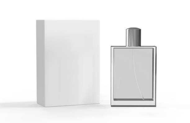 istock Perfume bottle and packaging box on isolated white background, ready for your design presentation,  3d illustration 1066463054