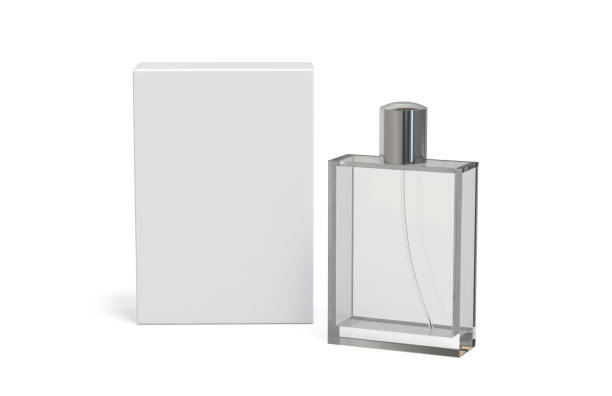istock Perfume bottle and packaging box on isolated white background, ready for your design presentation,  3d illustration 1066463136