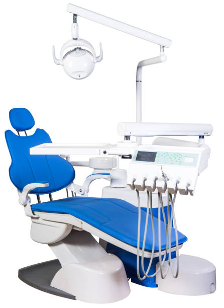istock Modern blue dentist chair isolated on white background 1066470132