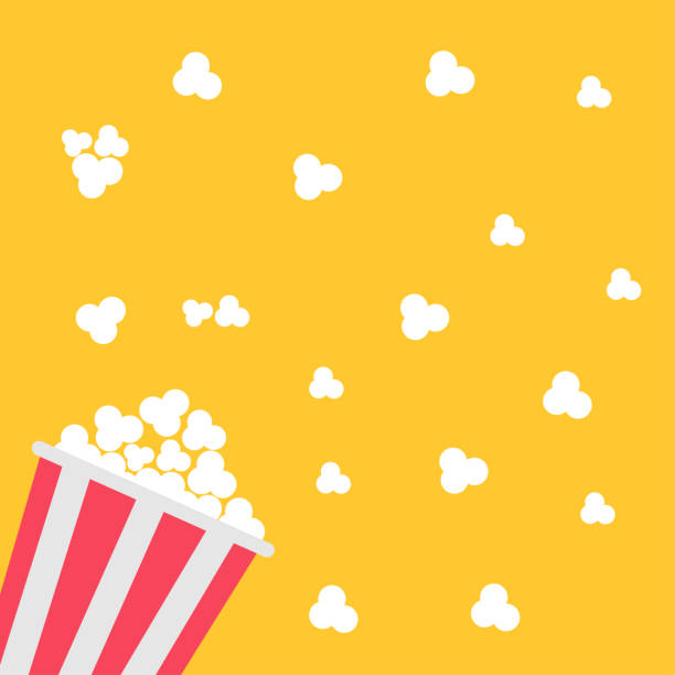 ilustrações, clipart, desenhos animados e ícones de saco de pipoca. ícone do cinema em estilo design plano. - popcorn