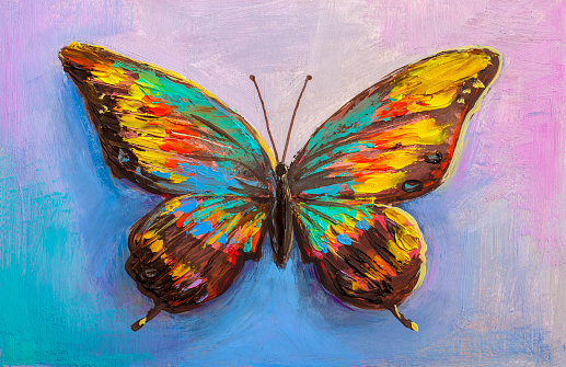 Oil painting , beautiful butterfly.