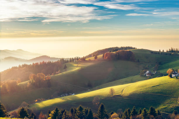 Scenic autumn mountain landscape of Black Forest, Germany.