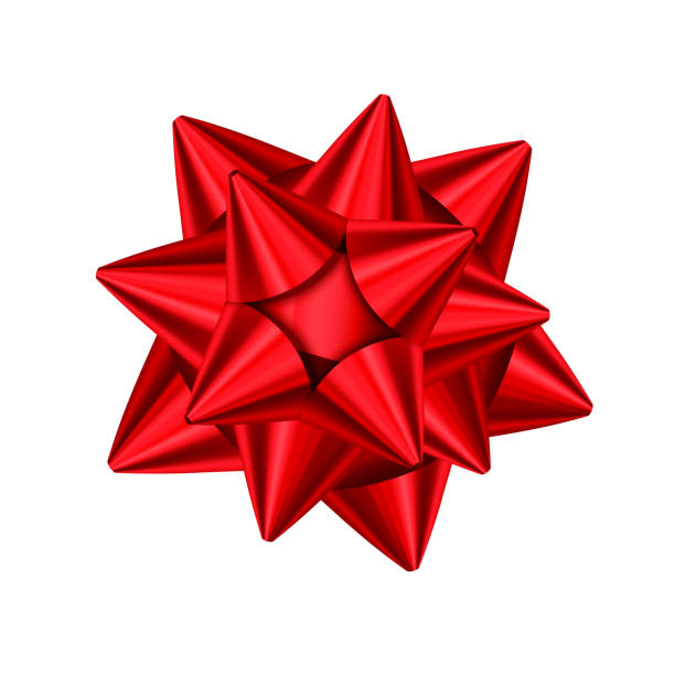 illustrazioni stock, clip art, cartoni animati e icone di tendenza di fiocco regalo decorativo rosso isolato su sfondo bianco. - bow satin red large