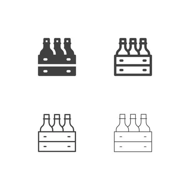 Vector illustration of Wine Bottle in Wooden Crate Icons - Multi Series