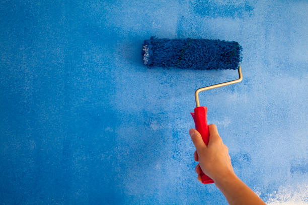 istock woman painting a wall with paint roller 1066487444