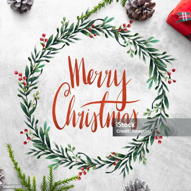 Merry Christmas Greeting Card Mockup Stock Photo - Download Image Now - Christmas, Text, Greeting