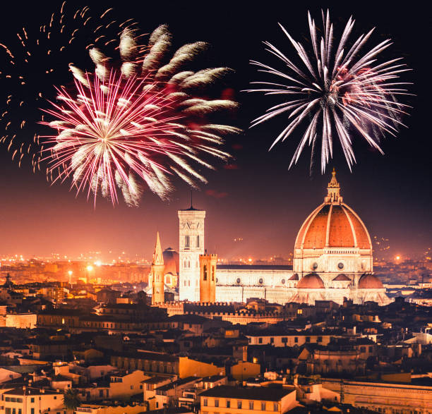 istock new year fireworks in Florence , Italy 1066492364