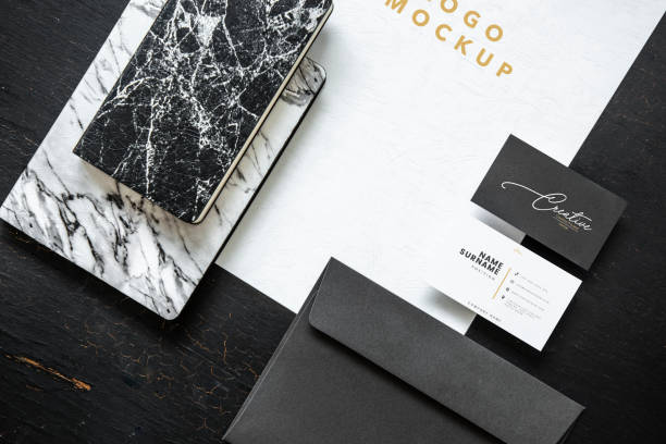 istock Black and white set of printed material mockups 1066492462