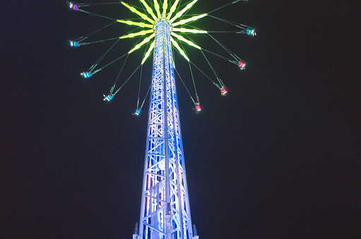 Star flyer amusement ride at Edinburgh's Christmas market during the city's annual Christmas and Hogmanay celebrations.