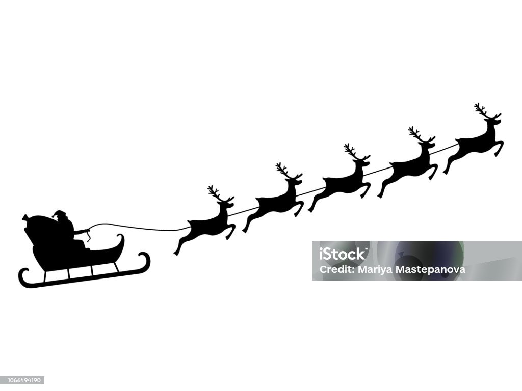 Santa Claus rides in a sleigh in harness on the reindeer Santa Claus rides in a sleigh in harness on the reindeer . vector Santa Claus stock vector