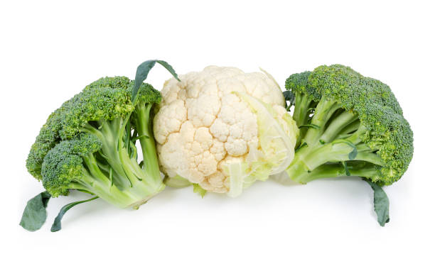 istock Heads of broccoli and cauliflower on a white background 1066499114