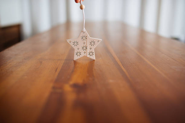 Close up View of Christmas Gifts on Wooden Table
